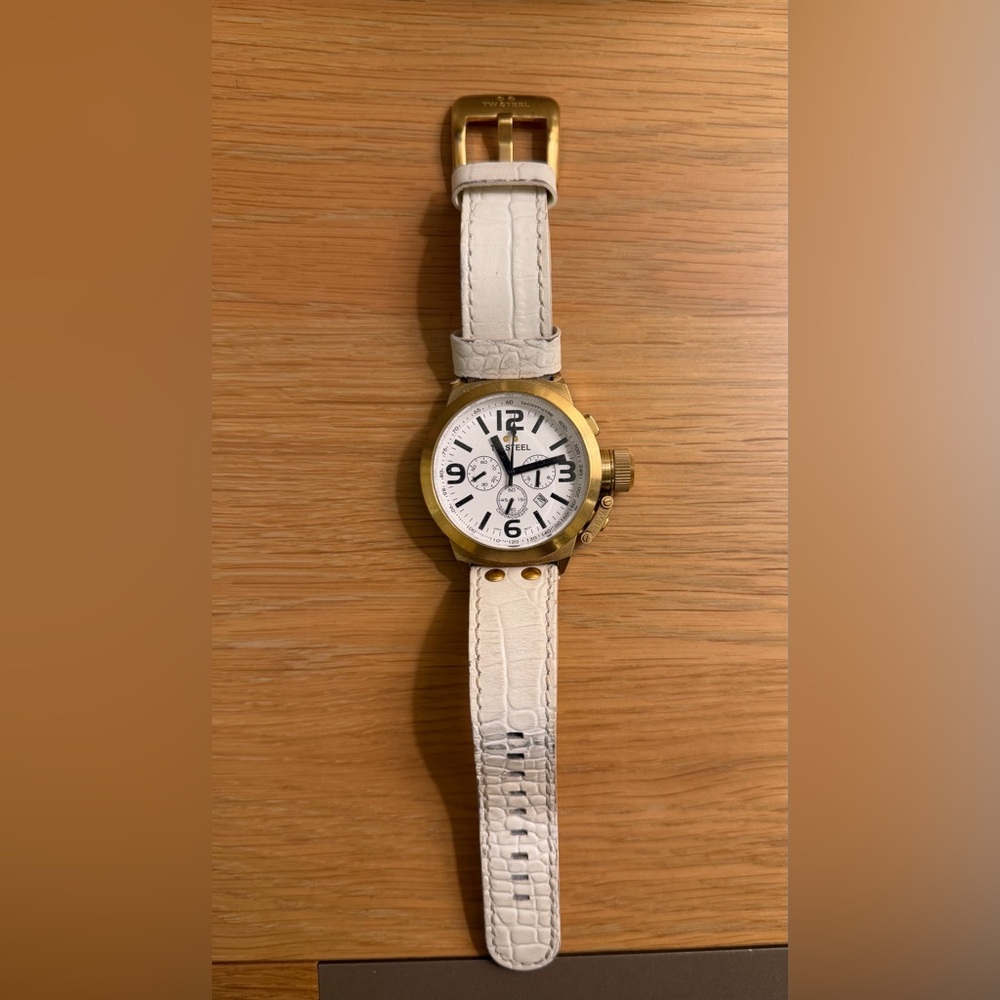 TW Steel - Gold and White Watch white strap